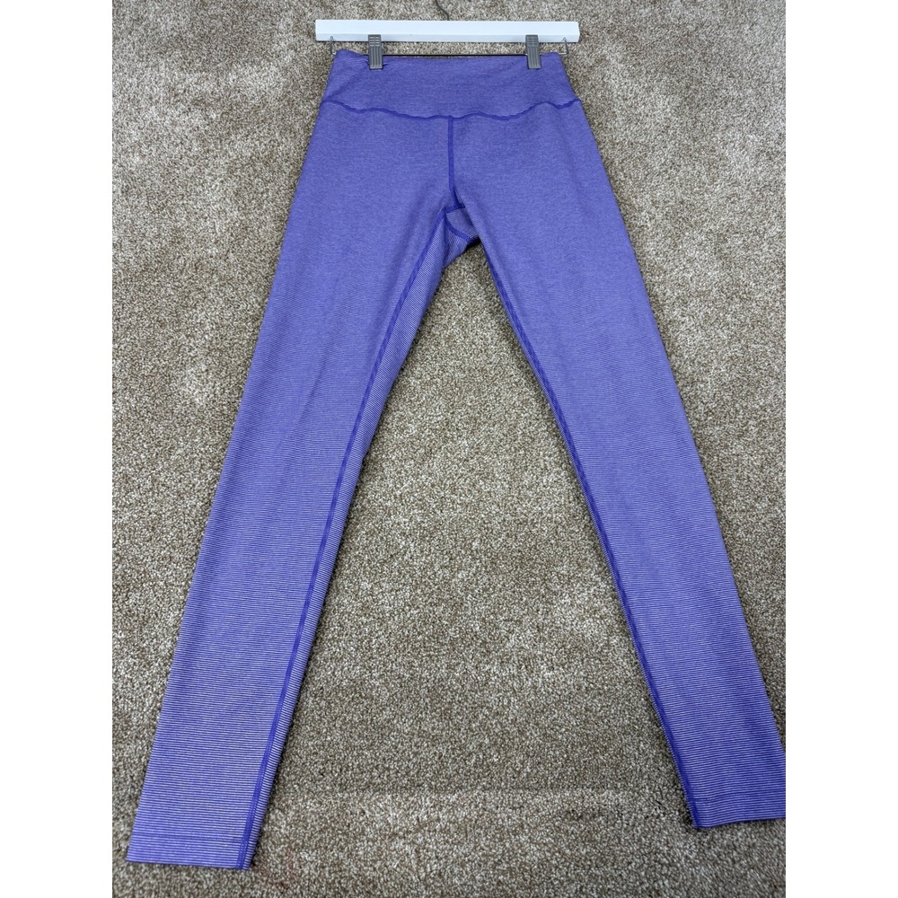 Core 10 Womens Leggings‎ Purple Striped High Waisted Full Length S Small Workout